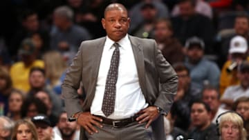 DENVER, COLORADO - JANUARY 10: Head coach Doc Rivers of the Los Angeles Clippers works the sidelines against the Denver Nuggets at the Pepsi Center on January 10, 2019 in Denver, Colorado. NOTE TO USER: User expressly acknowledges and agrees that, by downloading and or using this photograph, User is consenting to the terms and conditions of the Getty Images License Agreement. (Photo by Matthew Stockman/Getty Images)