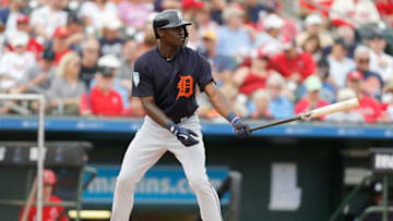JUPITER, FLORIDA - FEBRUARY 25: Daz Cameron #75 of the Detroit Tigers bats against the St. Louis Cardinals during the Grapefruit League spring training game at Roger Dean Stadium on February 25, 2019 in Jupiter, Florida. (Photo by Michael Reaves/Getty Images)