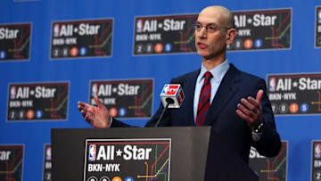 Feb 14, 2015; New York, NY, USA; NBA commissioner Adam Silver speaks at a press conference at Barclays Center. Mandatory Credit: Brad Penner-USA TODAY Sports