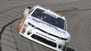 LAS VEGAS, NV - MARCH 03: Spencer Gallagher (23) GMS Racing Chevrolet Camaro ZL1 dives into turn one during the NASCAR Xfinity Series Boyd Gaming 300 on March 3, 2018, at the Las Vegas Motor Speedway in Las Vegas, Nevada. (Photo by Michael Allio/Icon Sportswire via Getty Images)