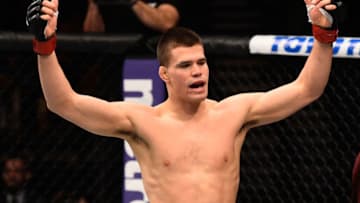 LAS VEGAS, NV - FEBRUARY 06: Mickey Gall celebrates after his submission victory over Mike Jackson in their welterweight bout during the UFC Fight Night event at MGM Grand Garden Arena on February 6, 2016 in Las Vegas, Nevada. (Photo by Jeff Bottari/Zuffa LLC/Zuffa LLC via Getty Images)