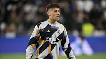 MADRID, SPAIN - NOVEMBER 05: Arda Guler of Real Madrid warms up ahead of the Spanish La Liga week 12 football match between Real Madrid and Rayo Vallecano at Santiago Bernabeu Stadium in Madrid, Spain on November 05, 2023. (Photo by Burak Akbulut/Anadolu via Getty Images)
