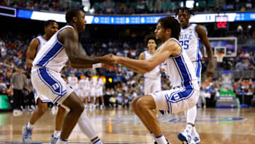 Duke basketball forward Dariq Whitehead and center Dereck Lively (Photo by Lance King/Getty Images)