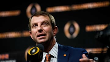 Clemson Head Coach Dabo Swinney speaks during a press conference ahead of the College Football National Championship game Sunday, Jan. 12, 2019.Jm Pressconference 011220 003
