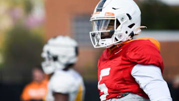 Quarterback Hendon Hooker is seen on the field during Tennessee Vol spring football practice, Thursday, April 1, 2021.Volfootball0401 0852