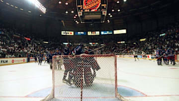 THE RANGERS CELEBRATE AFTER WINNING GAME FOUR OF THE STANLEY CUP FINALS, 4-2, IN VANCOUVER, BRITISH COLUMBIA.