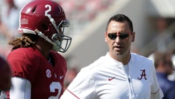 Sep 24, 2016; Tuscaloosa, AL, USA; Alabama Crimson Tide offensive analyst Steve Sarkisian prior to the game against Kent State Golden Flashes at Bryant-Denny Stadium. Mandatory Credit: Marvin Gentry-USA TODAY Sports