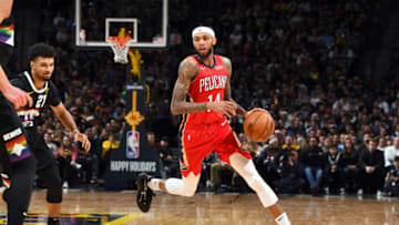 DENVER, CO - DECEMBER 25: Brandon Ingram #14 of the New Orleans Pelicans handles the ball during the game against the Denver Nuggets on December 25, 2019 at the Pepsi Center in Denver, Colorado. NOTE TO USER: User expressly acknowledges and agrees that, by downloading and/or using this Photograph, user is consenting to the terms and conditions of the Getty Images License Agreement. Mandatory Copyright Notice: Copyright 2019 NBAE (Photo by Garrett Ellwood/NBAE via Getty Images)
