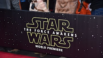 HOLLYWOOD, CA - DECEMBER 14: Star Wars signage is seen during the World Premiere of Star Wars: The Force Awakens at the Dolby, El Capitan, and TCL Theatres on December 14, 2015 in Hollywood, California. (Photo by Alberto E. Rodriguez/Getty Images for Disney)