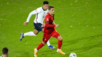 Thorgan Hazard and Jadon Sancho during Belgium vs England (Photo by John Berry/Getty Images)