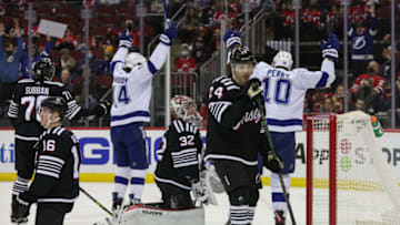 New Jersey Devils goaltender Jon Gillies (32): Ed Mulholland-USA TODAY Sports