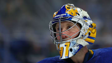 Mar 21, 2023; Buffalo, New York, USA; Buffalo Sabres goaltender Craig Anderson (41) against the Nashville Predators at KeyBank Center. Mandatory Credit: Timothy T. Ludwig-USA TODAY Sports