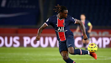 Paris Saint-Germain's Italian forward Moise Kean controls the ball during the French L1 football match between Paris Saint-Germain (PSG) and Rennes at the Parc de Princes stadium in Paris on November 7, 2020. (Photo by FRANCK FIFE / AFP) (Photo by FRANCK FIFE/AFP via Getty Images)