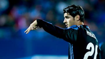 LEGANES, SPAIN - APRIL 05: Alvaro Morata of Real Madrid CF celebrates scoring their third goal during the La Liga match between CD Leganes and Real Madrid CF at Estadio Municipal de Butarque on April 5, 2017 in Leganes, Spain. (Photo by Gonzalo Arroyo Moreno/Getty Images)