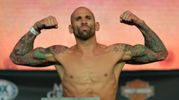 LAS VEGAS, NEVADA - JULY 11: George Sullivan steps onto the scale during the TUF 21 Finale Weigh-in at the UFC Fan Expo in the Sands Expo and Convention Center on July 11, 2015 in Las Vegas Nevada. (Photo by Brandon Magnus/Zuffa LLC/Zuffa LLC via Getty Images)