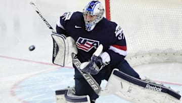 Connor Hellebuyck, USA, Winnipeg Jets (Photo credit should read JONATHAN NACKSTRAND/AFP via Getty Images)