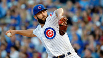 CHICAGO, IL - JULY 08: Jake Arrieta #49 of the Chicago Cubs pitches against the Pittsburgh Pirates during the fifth inning at Wrigley Field on July 8, 2017 in Chicago, Illinois. (Photo by Jon Durr/Getty Images)