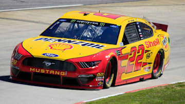 MARTINSVILLE, VA - MARCH 23: #22: Joey Logano, Team Penske, Ford Mustang Shell Pennzoil during final practice for the STP 500 Monster Energy NASCAR Cup Series race on March 23, 2019 at the Martinsville Speedway in Martinsville, VA. (Photo by David J. Griffin/Icon Sportswire via Getty Images)