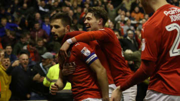 21st January 2017, Oakwell stadium, Barnsley, Yorkshire, England; Skybet Championship football, Barsley versus Leeds; Barnsley's Conor Hourihane celebrates scoring for 3-1 (Photo by Kurt Fairhurst/Action Plus via Getty Images)
