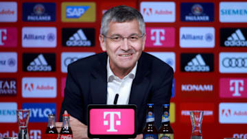 Bayern Munich CEO Herbert Hainer speaks about summer transfer spending. (Photo by Johannes Simon/Getty Images)