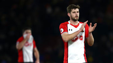 WATFORD, ENGLAND - JANUARY 13: Jack Stephens of Southampton shows appreciation to the fans after the Premier League match between Watford and Southampton at Vicarage Road on January 13, 2018 in Watford, England. (Photo by Julian Finney/Getty Images)
