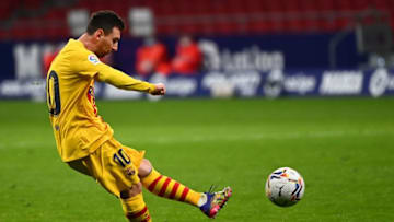 Barcelona forward Lionel Messi. (Photo by GABRIEL BOUYS / AFP) (Photo by GABRIEL BOUYS/AFP via Getty Images)