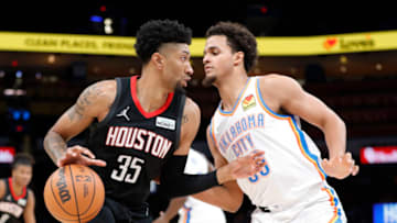 Rockets center Christian Wood (35) is defended by OKC Thunder forward Jeremiah Robinson-Earl (50): Alonzo Adams-USA TODAY Sports