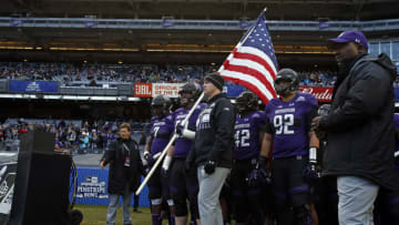 NEW YORK, NY - DECEMBER 28: Pat Fitzgerald head coach of the Northwestern Wildcats waits to lead his team onto the field to take on the Pittsburgh Panthers in the New Era Pinstripe Bowl at Yankee Stadium on December 28, 2016 in the Bronx borough of New York City. Northwestern defeated Pittsburgh 31-24. (Photo by Adam Hunger/Getty Images)