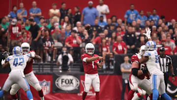 GLENDALE, ARIZONA - SEPTEMBER 08: Quarterback Kyler Murray #1 of the Arizona Cardinals throws a pass during the NFL game against the Detroit Lions at State Farm Stadium on September 08, 2019 in Glendale, Arizona. The Lions and Cardinals tied 27-27. (Photo by Christian Petersen/Getty Images)