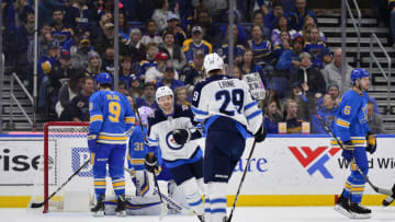 Patrik Laine (29) vs St. Louis BluesMandatory Credit: Jeff Curry-USA TODAY Sports