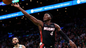 Victor Oladipo #4 of the Miami Heat shoots the ball against the Boston Celtics(Photo by Elsa/Getty Images)