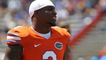 April 6, 2013; Gainesville FL, USA; Florida Gators defensive lineman Dominique Easley (2) during the spring practice for the Orange and Blue Deput at Ben Hill Griffin Stadium. Mandatory Credit: Kim Klement-USA TODAY Sports