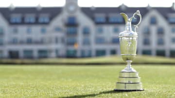 CARNOUSTIE, SCOTLAND - APRIL 24: A view of The Claret Jug for The Open Championship media day at Carnoustie Golf Links on April 24, 2018 in Carnoustie, Scotland. The 147th Open Championship will take place at Carnoustie between 19th-22nd July 2018 (Photo by Richard Heathcote/Getty Images)
