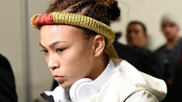SACRAMENTO, CA - DECEMBER 17: Michelle Waterson prepares to enter the Octagon prior to her women's strawweight bout against Paige VanZant during the UFC Fight Night event inside the Golden 1 Center Arena on December 17, 2016 in Sacramento, California. (Photo by Mike Roach/Zuffa LLC/Zuffa LLC via Getty Images)