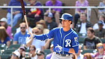 SCOTTSDALE, AZ - MARCH 15: Nicky Lopez #9 of the Kansas City Royals gets ready in the batters box during a spring training game against the Colorado Rockies at Salt River Fields at Talking Stick on March 15, 2019 in Scottsdale, Arizona. (Photo by Norm Hall/Getty Images)