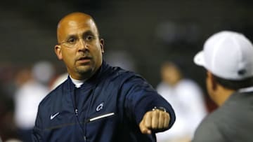 Nov 19, 2016; Piscataway, NJ, USA; Penn State Nittany Lions head coach James Franklin during pre game warm up before facing the Rutgers Scarlet Knights at High Points Solutions Stadium. Mandatory Credit: Noah K. Murray-USA TODAY Sports