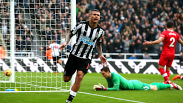 NEWCASTLE UPON TYNE, ENGLAND - MARCH 10: Kenedy of Newcastle United celebrates scoring his side's second goal during the Premier League match between Newcastle United and Southampton at St. James Park on March 10, 2018 in Newcastle upon Tyne, England. (Photo by Alex Livesey/Getty Images)