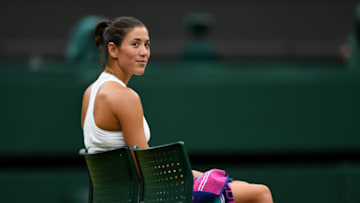 LONDON, ENGLAND - JULY 15: Garbine Muguruza of Spain looks on in victory after the Ladies Singles final against Venus Williams of The United States on day twelve of the Wimbledon Lawn Tennis Championships at the All England Lawn Tennis and Croquet Club at Wimbledon on July 15, 2017 in London, England. (Photo by David Ramos/Getty Images)