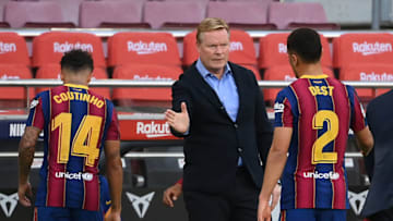 Barcelona's Dutch coach Ronald Koeman ((Photo by LLUIS GENE/AFP via Getty Images)