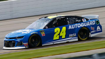 LONG POND, PENNSYLVANIA - MAY 31: William Byron, driver of the #24 Hendrick Autoguard Chevrolet, practices for the Monster Energy NASCAR Cup Series Pocono 400 at Pocono Raceway on May 31, 2019 in Long Pond, Pennsylvania. (Photo by Jonathan Ferrey/Getty Images)