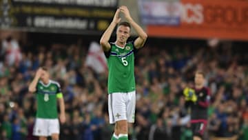 BELFAST, NORTHERN IRELAND - SEPTEMBER 04: Jonny Evans of Northern Ireland after the FIFA 2018 World Cup Qualifier between Northern Ireland and Czech Republic at Windsor Park on September 4, 2017 in Belfast, Northern Ireland. (Photo by Charles McQuillan/Getty Images)