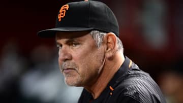 May 13, 2016; Phoenix, AZ, USA; San Francisco Giants manager Bruce Bochy (15) looks on prior to facing the Arizona Diamondbacks at Chase Field. Mandatory Credit: Joe Camporeale-USA TODAY Sports
