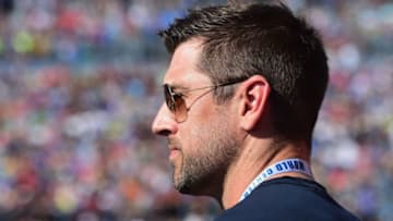 DAYTONA BEACH, FL - FEBRUARY 18: Aaron Rodgers, quarterback for the Green Bay Packers, stands on the grid prior to the Monster Energy NASCAR Cup Series 60th Annual Daytona 500 at Daytona International Speedway on February 18, 2018 in Daytona Beach, Florida. (Photo by Jared C. Tilton/Getty Images)