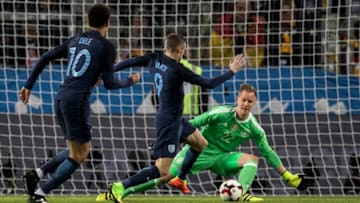 DORTMUND, GERMANY - MARCH 22: Goalkeeper Marc-Andre ter Stegen of Germany saves a ball of Jamie Vardy of England during the international friendly match between Germany and England at Signal Iduna Park on March 22, 2017 in Dortmund, Germany. (Photo by Boris Streubel/Getty Images)