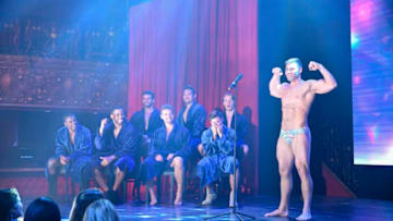 THE BACHELORETTE - "1502" - Hannah's search for love is anything but a drag when world famous drag queens Alaska and Alyssa Edwards, and renowned runway coach Miss J. Alexander ("America's Next Top Model"), host a pageant for eight hopeful bachelors vying for the coveted title of the Bachelorette's 'Mr. Right.' The stakes are high when one bachelor must overcome his fears and race through the mud on a one-on-one date, while eight others gear up for a hazardous roller derby competition hosted by legendary comedic actor Fred Willard and Chris Harrison, on "The Bachelorette," MONDAY, MAY 20 (8:00-10:01 p.m. EDT), on The ABC Television Network. (ABC/John Fleenor)JONATHAN, MIKE, JED, LUKE S., GRANT, DYLAN, JOHN PAUL JONES, LUKE P.
