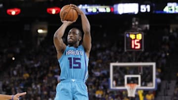 Nov 15, 2014; Oakland, CA, USA; Charlotte Hornets guard Kemba Walker (15) attempts a shot against the Golden State Warriors in the second quarter at Oracle Arena. Mandatory Credit: Cary Edmondson-USA TODAY Sports