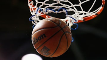 BRISBANE, AUSTRALIA - JANUARY 27: A basketball goes through the hoop during the round 16 NBL match between the Brisbane Bullets and the Adelaide 36ers at Brisbane Convention