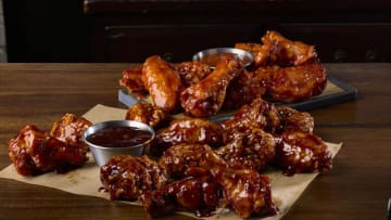 Bulleit Bourbon BBQ Sauce and Hot BBQ at Buffalo Wild Wings, photo provided by B-Dubs