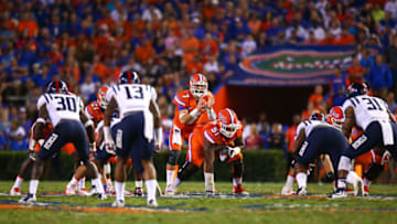 GAINESVILLE, FL - OCTOBER 03: A general view of Will Grier #7 of the Florida Gators in action against the Mississippi Rebels during the game on October 3, 2015 in Gainesville, Florida. (Photo by Rob Foldy/Getty Images)