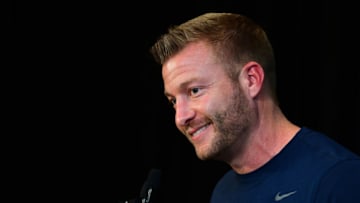 ATLANTA, GA - JANUARY 29: Head Coach Sean McVay of the Los Angeles Rams speaks during Rams media availability for Super Bowl LIII at the Marriott Atlanta Buckhead on January 29, 2019 in Atlanta, Georgia. (Photo by Scott Cunningham/Getty Images)
